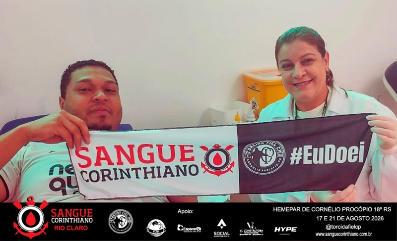 Campanha Sangue Corinthiano - 17 e 21 Agosto 2026 - Cornélio Procópio - PR